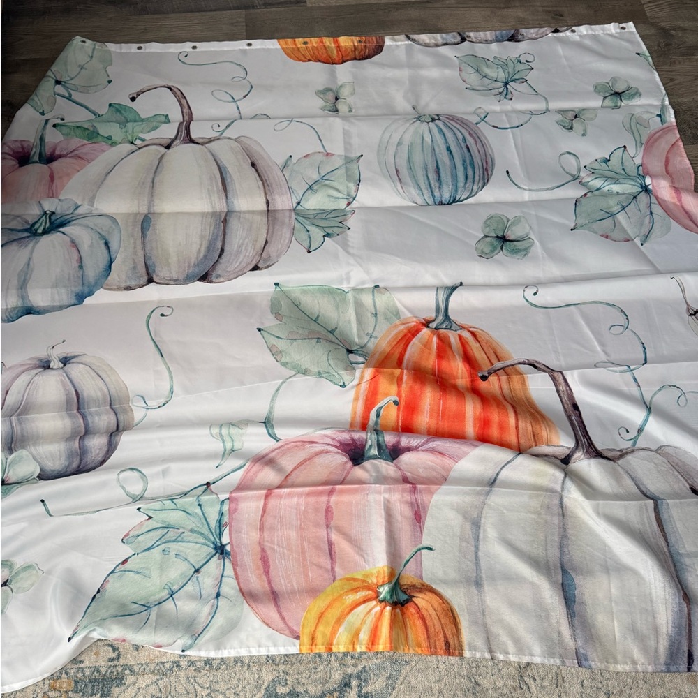 Pumpkin Print Fabric shower curtain with Multicolor Design